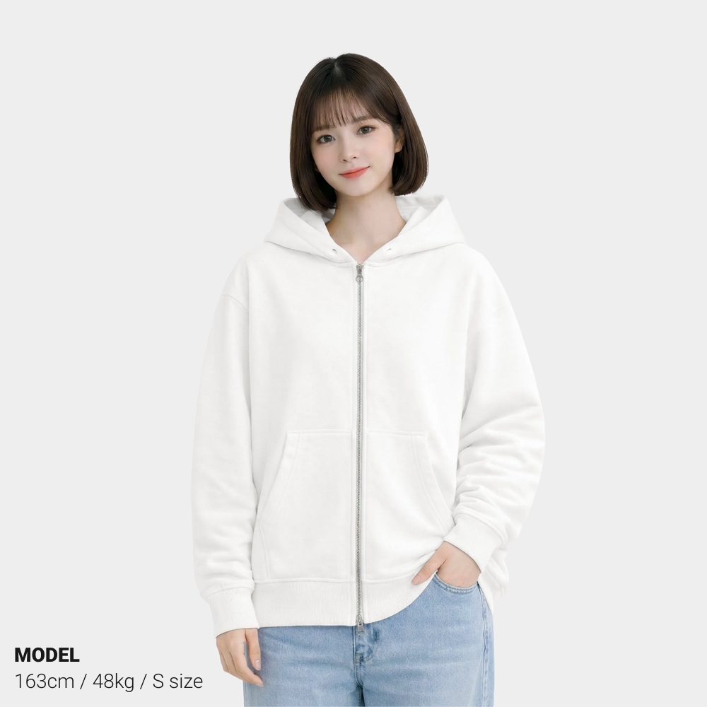 팀블링 루즈핏 헤비쭈리 후드집업