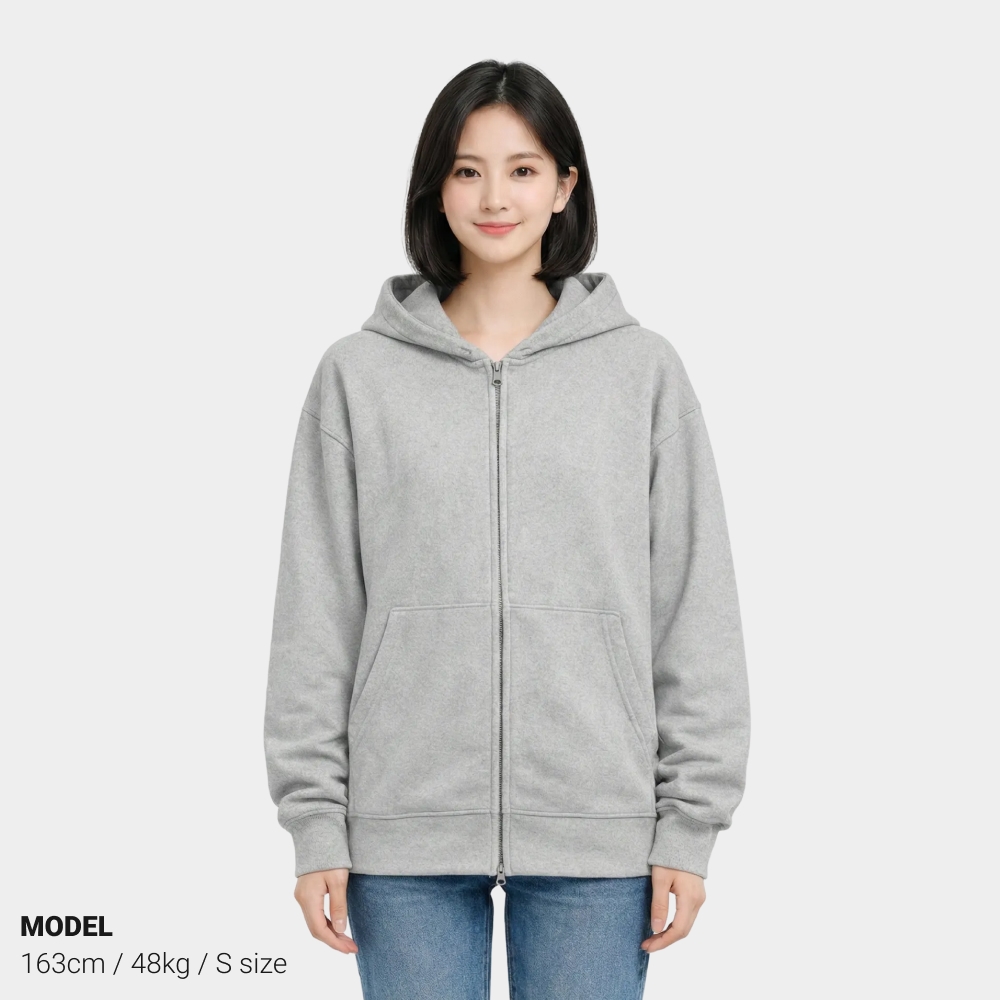 비캔버스 오버핏 쭈리 후드집업